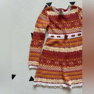 Max Studio|Big girl Boho pattern Colorful Knit Long Sleeve Dress,size 7/8•••